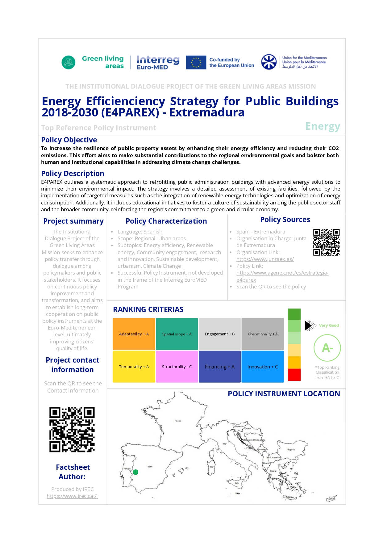 Energy Efficienciency Strategy for Public Buildings  2018-2030 (E4PAREX) - Extremadura