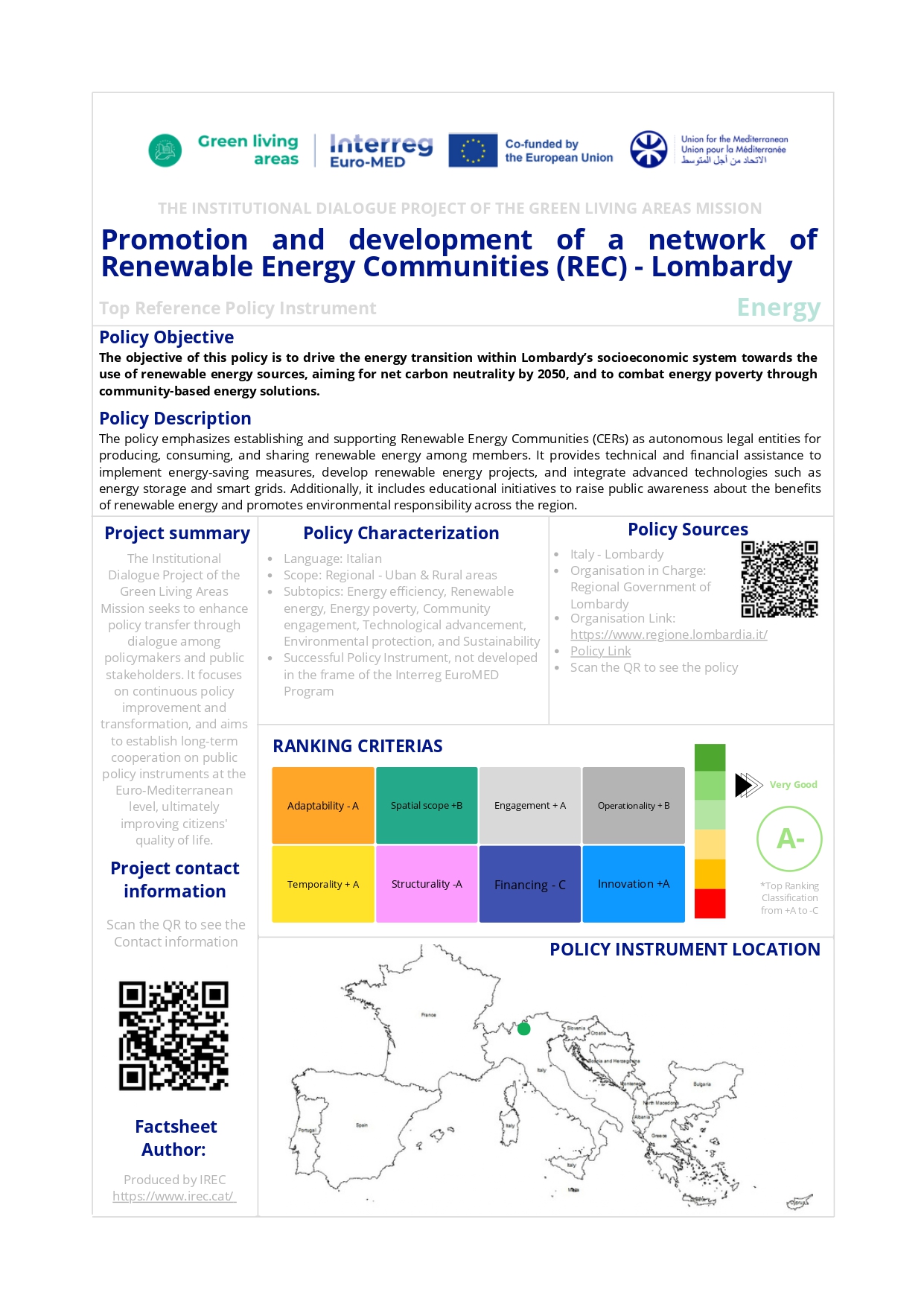 Promotion and development of a network of Renewable Energy Communities (REC) - Lombardy